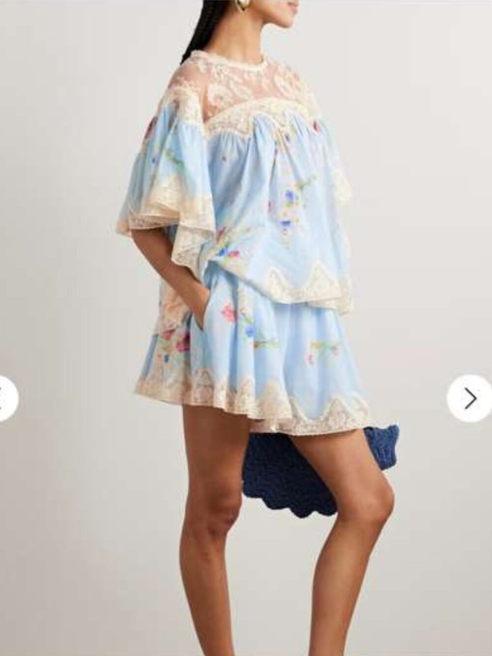 SET ZIMMERMANN Lucky lace-trimmed pleated floral-print cotton-voile shorts/top